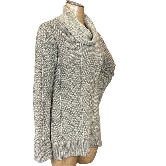 VTG Effeci Cowl Neck Knit Lightweight Tunic Sweater Sz L Beige #306C - Picture 4 of 9